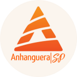 Logo da marca anhanguera/sp em laranja, cleinte da Agência de Marketing Lidway